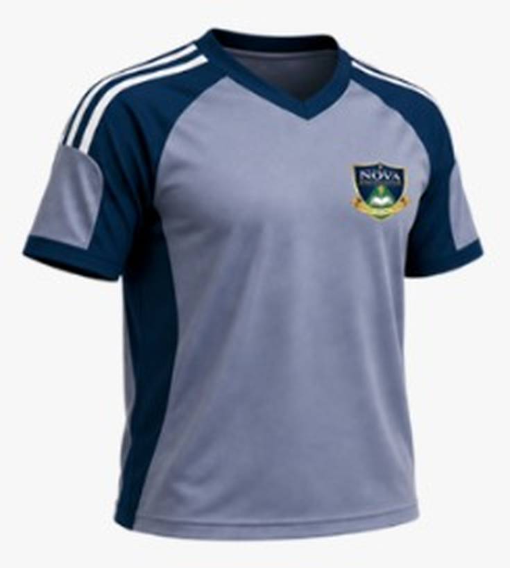 Camiseta deportiva con logo Nova frente — uniforme oficial IEP Nova Excellence